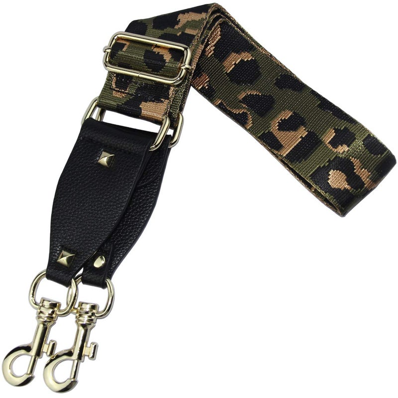 Duwi Wide Purse Strap Multicolor Striped Guitar Style Strap Adjustable Canvas Crossbody Bag Strap(black,blackish green,leopard print) - Image 5